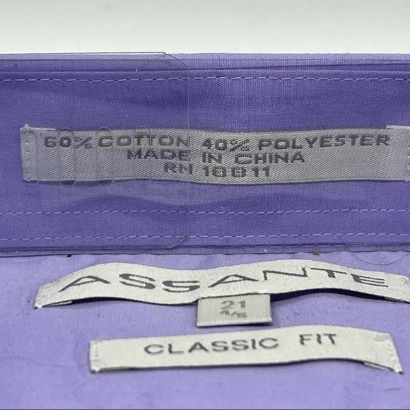 NEW ASSANTE men’s classic fit light lavender dress shirt size 21 4/5 sty… - Picture 5 of 13